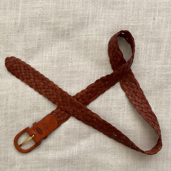 Talbots Vintage 90s Brown Woven Leather Braided Boho Western Adjustable Belt M - Picture 10 of 12